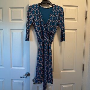 41 Hawthorn patterned faux wrap dress with belt